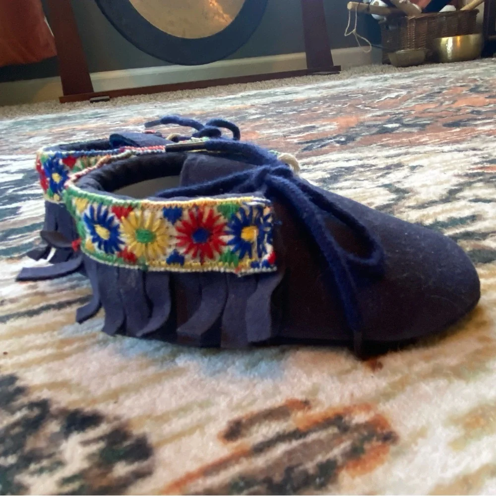 Embroidered Blue Baby Moccasins